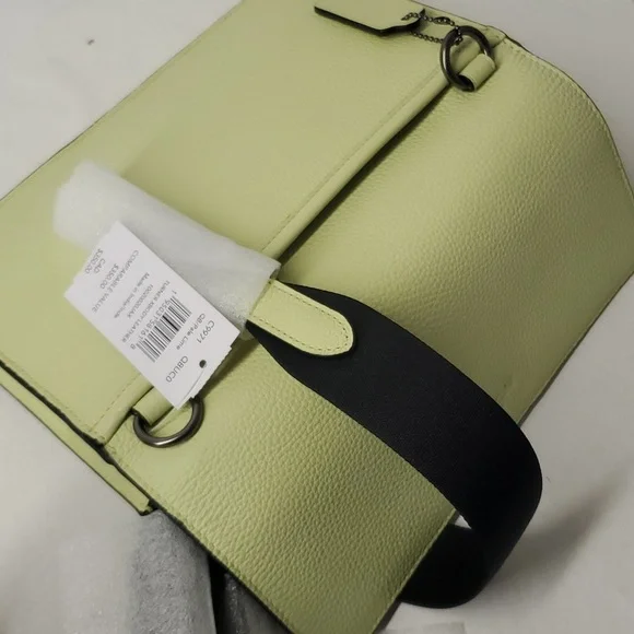 Coach C9971 Turner Flap Pebble Leather + C0082 Medium Corner Zip Wallet Lime